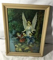 Guardian Angel Print Wooden Frame w/ Glass