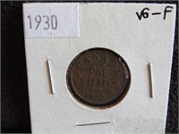 1930 ONE CENT VG-F