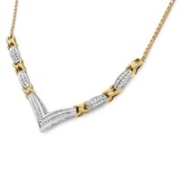 10K Gold Round and Princess Cut Diamond Necklace