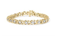 14K Gold Diamond X-Link Bracelet