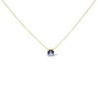 14k Gold Blue Sapphire Pendant - 0.8 Cttw - Adjust