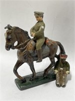 Vintage Cast Metal Soldier on Horseback.  The