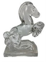 Vintage Clear Glass Rearing Horse