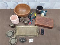 Vintage brass and wood mix lot