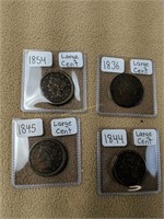 4 large cents. 1854, 1836, 1844, 1845