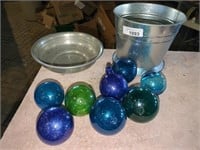 Handblown glass ornaments / bobbers silver plate