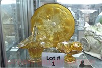 (3) pc. Carnival Glass: