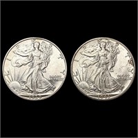 1939-D, 1943-D Walking Liberty Half Dollars [2