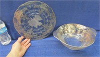 clear depression silver overlay plate & bowl