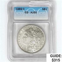 1889-O Morgan Silver Dollar ICG AU55