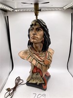 Ceramic/Chalk? Native American Bust Lamp ( Some