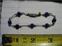 Sterling Silver Bracelet w/Blue Stones 7"