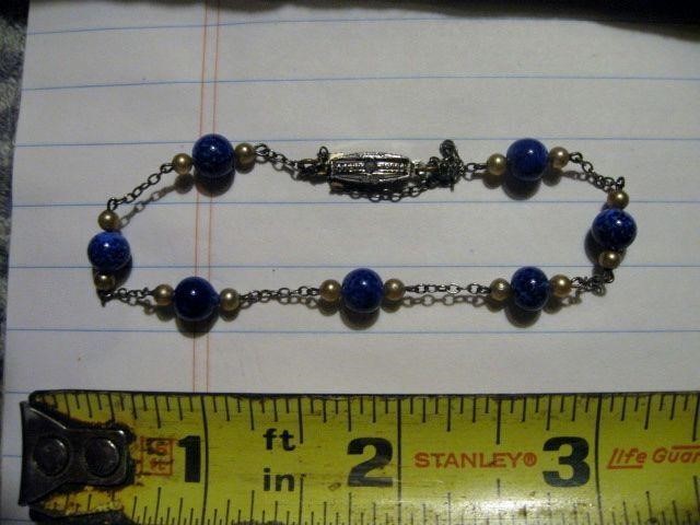 Sterling Silver Bracelet w/Blue Stones 7"