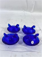 4 Cobalt Blue hen on nest Salt dips
