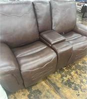 Leather Sofa with dual recliners NEW CONDITION