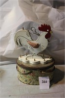 SEWING BOX LOT & ROOSTER DOOR STOP