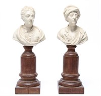 English Cast Bisque Busts of Artists, 2, 19th C