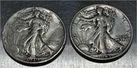 (2) Walking Half Dollars See Photos for Details