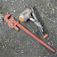 Pipe Wrench & Paslode Nailer