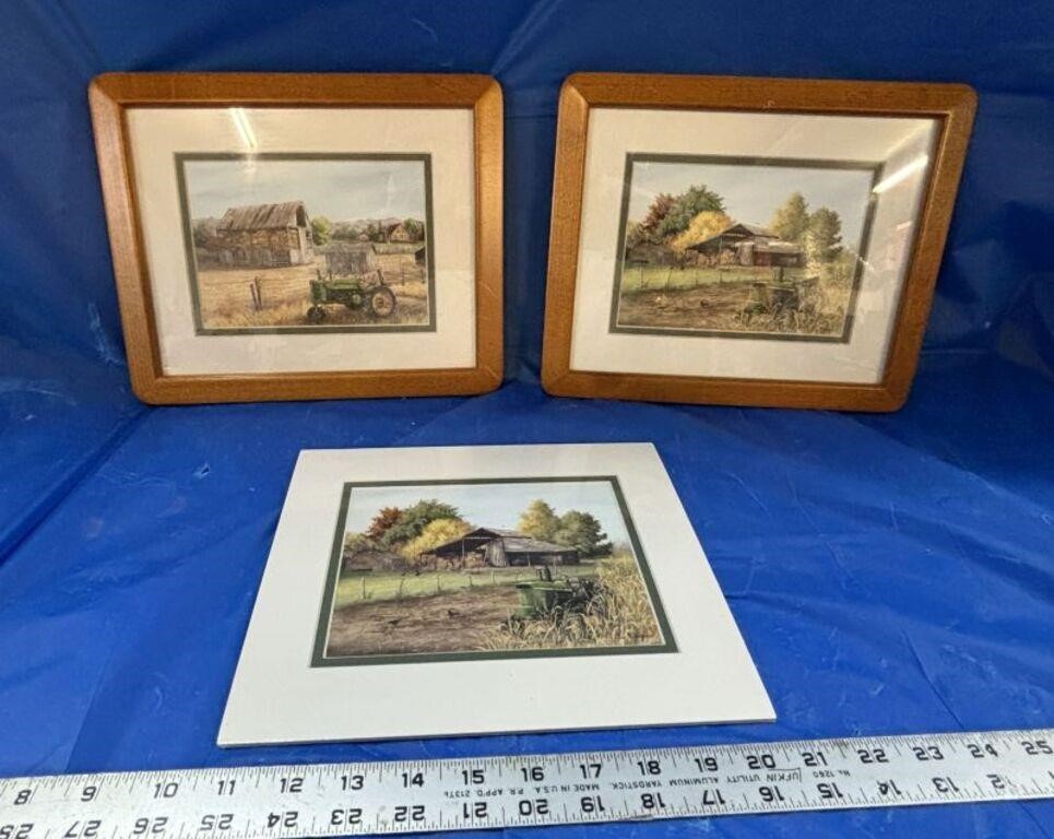 3 Matted & Framed (2) Rustic Prints