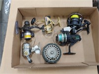5 spinning reels and fly rod reel