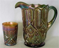 M'burg Feather & Heart water pitcher & 1 tumbler