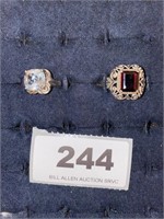 2 sterling rings with gemstones