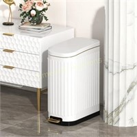 10L Trash Can with Lid  Soft Close  White