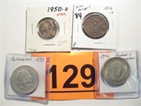 Coin Lot of 4 Coins 1856 to 1950