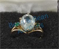 14k gold aquamarine emerald ring