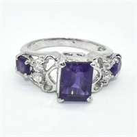 Silver Amethyst Cz(2.25ct) Ring