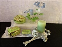 Decorative Dresser Set & Candles / Flowers