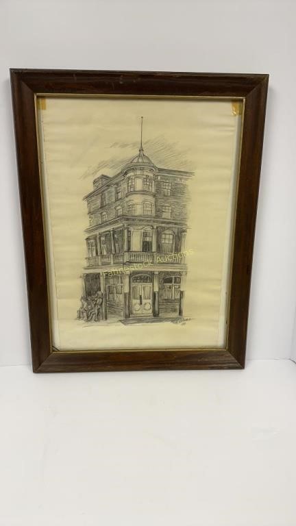Pencil drawing of Doyle Hotel Duncannon by