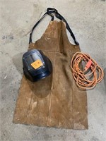 Welding apron and face guard, extension cord