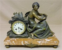 French Japy Freres Spelter Figural Clock.