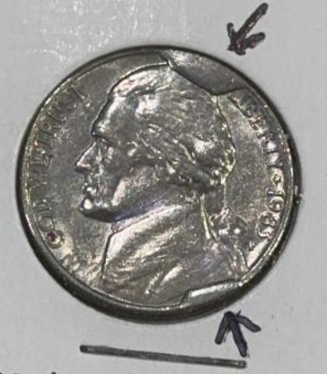 "ERROR COIN" 1983-P JEFFERSON NICKEL - 2 RIM CUDS