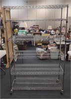 6-Tier Rolling Metal Shelves w/Utility Rack