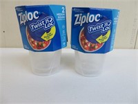 (2) 2 Pack Ziploc Twist 'N Loc Food Containers