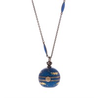 A Lady's Ball Pendant Watch & Enameled Chain