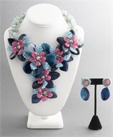 Vilaiwan Floral Stone And Bead Necklace & Earrings