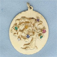 Multi Gemstone Tree of Life Medallion Pendant or L
