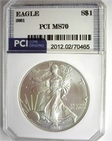 2001 Silver Eagle MS70 LISTS $1200