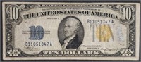1934-A  $10 Silver Certificate  Yellow Seal   VF
