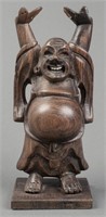 Carved Wooden Buddha Figure on Base