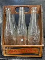 1940’S WOODEN PEPSI COLA CARRIER WITH BOTTLES