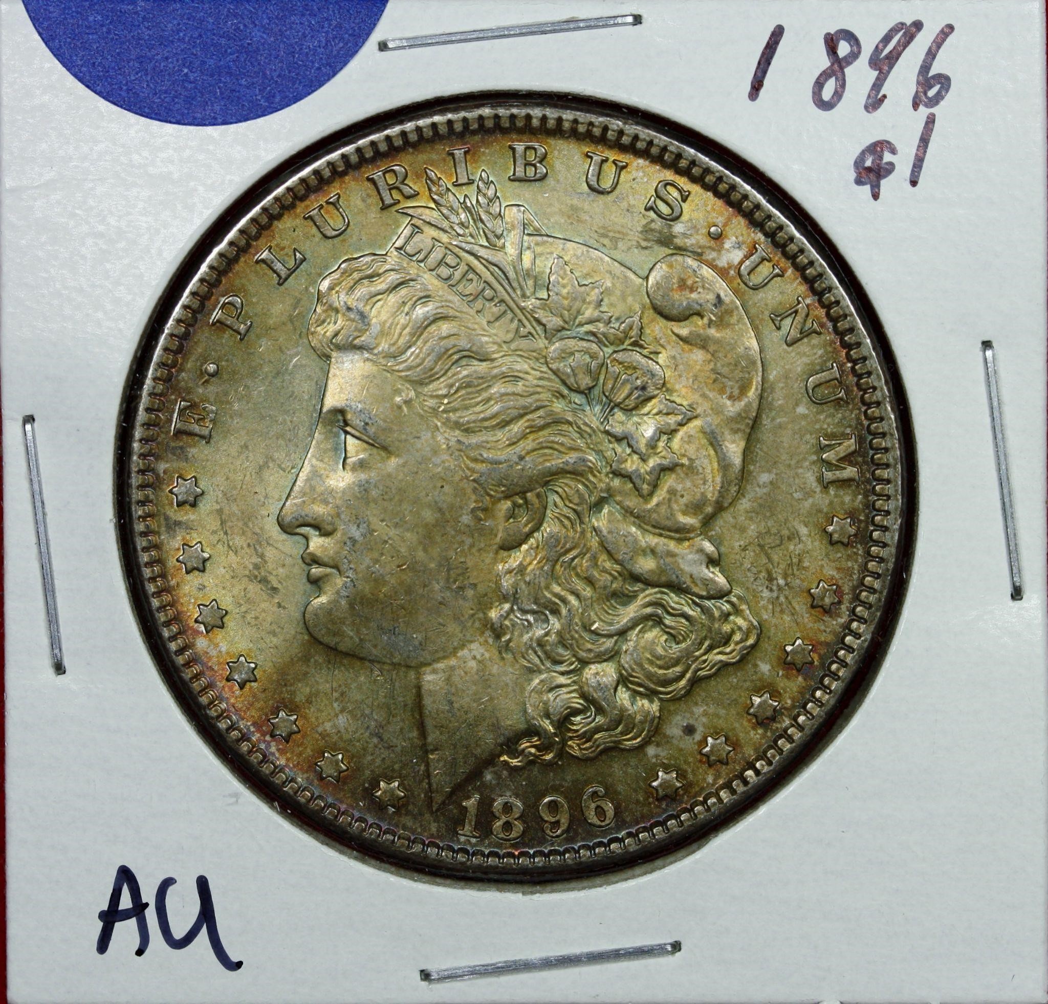 1896 Morgan Dollar AU Toned