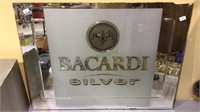 Etched  Bacardi Silver bar mirror, no frame and