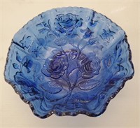 Rose bowl blue glass