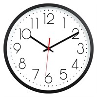 WF5464  Vaupan 12" Non-Ticking Wall Clock, Black