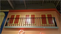 upper iron railing 126"  with 3 wood windows decor